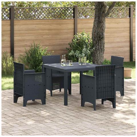 Set da Pranzo per Giardino 5 pcs Antracite Rattan Polt - Foto 2