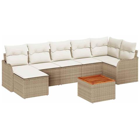 Set Divano da Giardino 8 pcs Beige e bianco - Foto 1