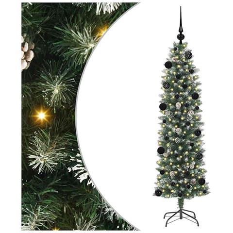 Albero di Natale Artificiale Sottile Verde e Bianco 150 cm - Foto 1