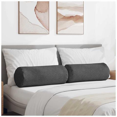 Cuscini a rullo 2 pcs Grigio scuro Ø 25 x 70 cm - Foto 2