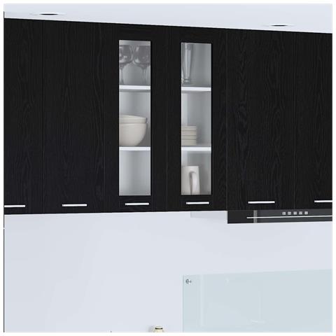 Armadio pensile con porta Riga Rovere Nero 60 x 31 x 80 cm - Foto 2