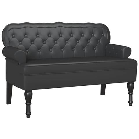 Panca Chesterfield Nero 119.5 x 64.5 x 75 cm Pelle Sintetica - Foto 1