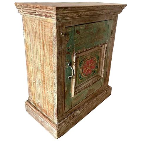 Comodino In Legno Con Finitura Artigianale Marrone 53x27x69h Cm - Foto 1