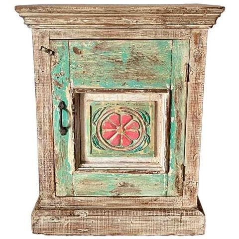 Comodino In Legno Con Finitura Artigianale Marrone 53x27x69h Cm - Foto 2