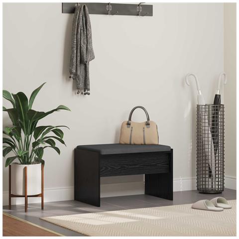 Panca per ingresso con cuscino Rovere Nero 63 x 38 x 40 cm - Foto 2