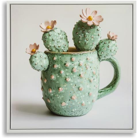 Stampa Su Tela Laccata Con Vasetto Di Cactus C, 40x40 Cm - Foto 1