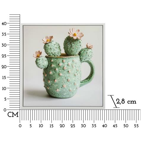 Stampa Su Tela Laccata Con Vasetto Di Cactus C, 40x40 Cm - Foto 6