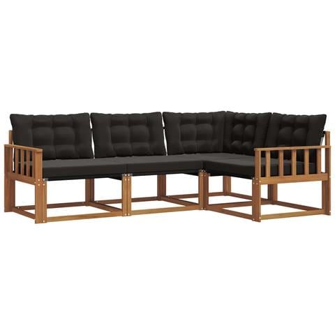 Set di divani con cuscino 4 pcs Naturale e Nero - Foto 1