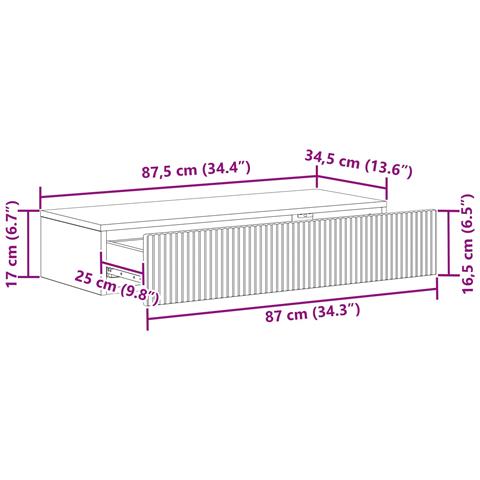 Tavolino da Parete Laterale Legno antico 87,5 x 34,5 x 17 cm - Foto 8