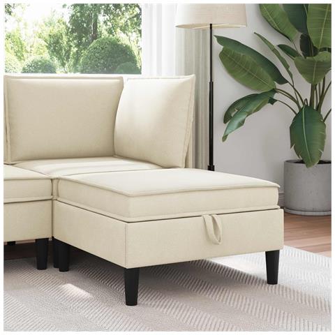 Pouf con Storage Crema Velluto - Foto 2