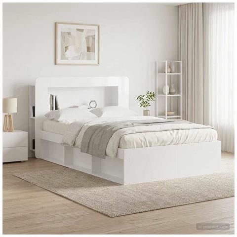 Testata del letto Bianco Lucido Legno ingegnerizzato - Foto 2