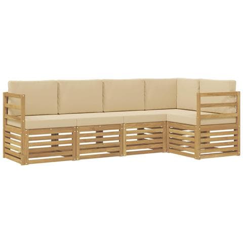 Set di divani da esterno 5 pcs Bianco e Beige - Foto 1