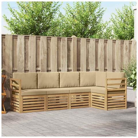 Set di divani da esterno 5 pcs Bianco e Beige - Foto 2