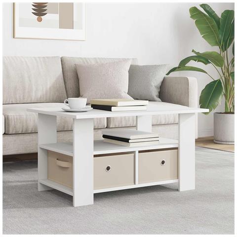 Tavolino da salotto Bianco 77 x 55 x 42 cm Legno multistrato - Foto 2