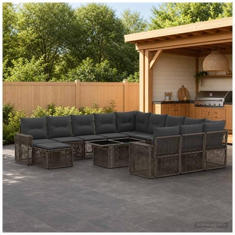 Set Divano da Giardino 13 pz Grigio e Grigio Scuro polyrattan - Foto 2
