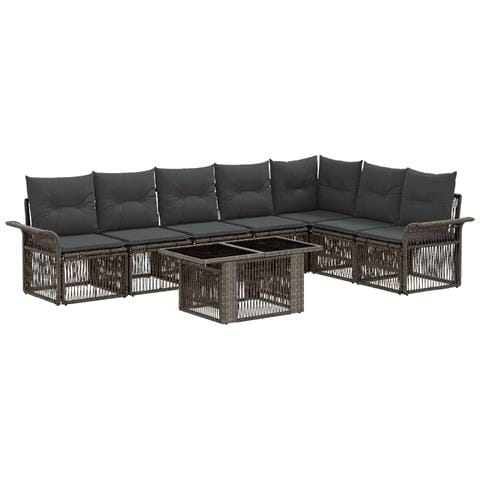 Set Divano da Giardino 8 pz Grigio e Grigio Scuro polyrattan - Foto 1