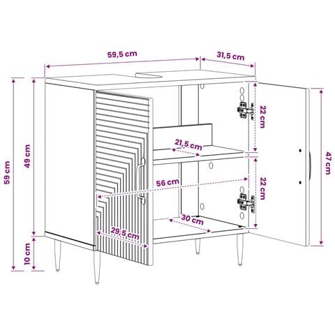 Armadio per Lavabo da Bagno HAARLEM Legno antico - Foto 9