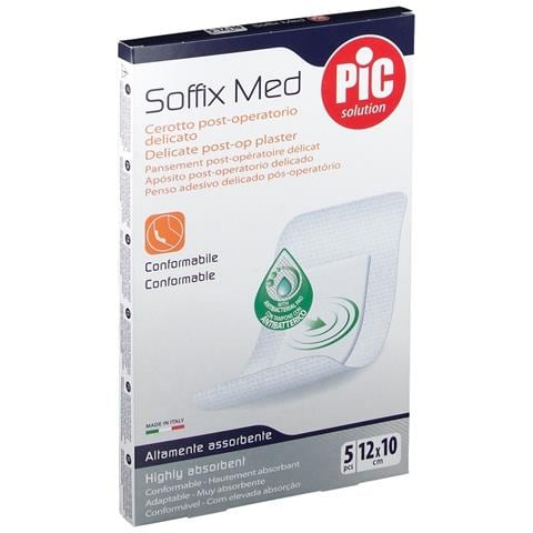 Cerotto Pic Soffix Med in Tnt con Tampone Centrale Assorbente Sterile Monouso 10X12 cm Antibatterico 5 Pezzi - Foto 5