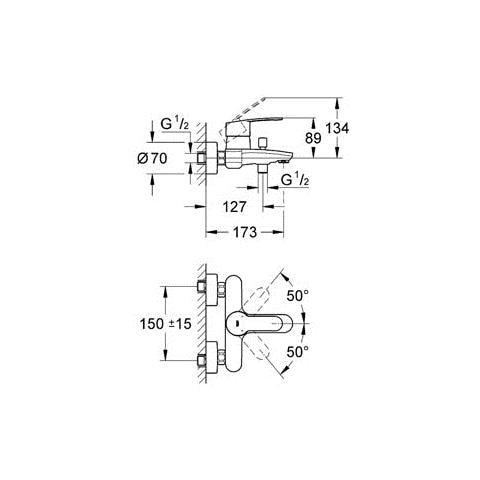 Miscelatore Monocomando Esterno Vasca E Doccia Eurostyle Cosmo Grohe - Foto 2