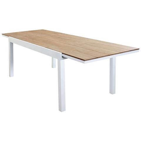 Set Tavolo Rettangolare Allungabile 160/240 X 90 Con 8 Poltrone In Alluminio Bianco E Polywood Da Esterno Giardino - Foto 2