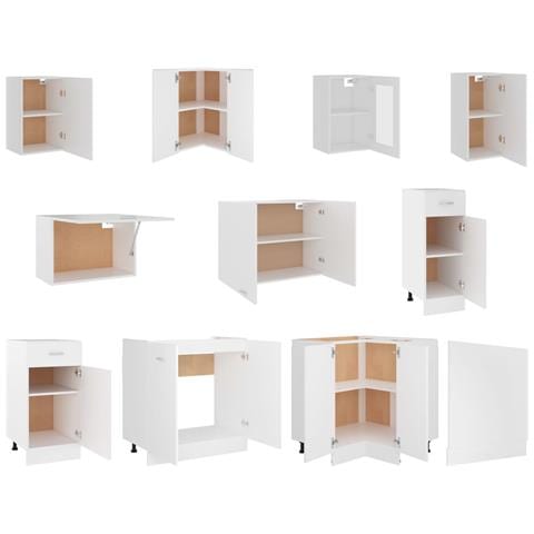 Set Armadi da Cucina 11 pz Bianco in Truciolato - Foto 2