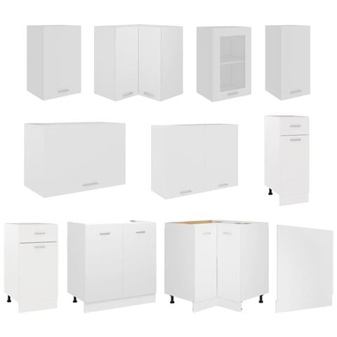 Set Armadi da Cucina 11 pz Bianco in Truciolato - Foto 9