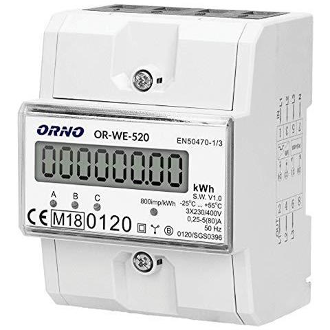 We-520 Elettricit Meter Guida Din Per 3 Fasi Sistemi Con Mid Certificato 0.25a - 80a. 3 X 230v 400v 50 60hz 800 Imp Kwh - Foto 1