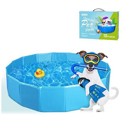 -pieghevole Cane Piscina Animale Con Vasca Per Bambini Portatile Pcv Antiscivolo Capretti Che Bagnano Vasca Per Cucciolo Del Gatto Pesce Blu 80 20cm - Foto 1