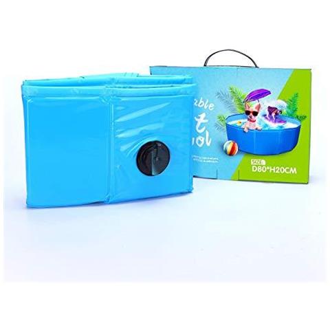 -pieghevole Cane Piscina Animale Con Vasca Per Bambini Portatile Pcv Antiscivolo Capretti Che Bagnano Vasca Per Cucciolo Del Gatto Pesce Blu 80 20cm - Foto 4