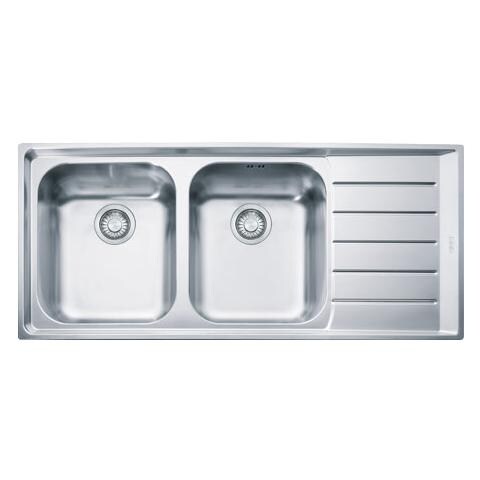 Lavello NEX621 DX 2 Vasche Gocciolatoio a Destra Dimensioni 116 x 51 cm Colore Inox Satinato Serie Neptune - Foto 1