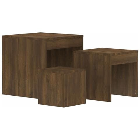 Tavolini Impilabili 3 Pz Rovere Marrone In Legno Multistrato - Foto 1