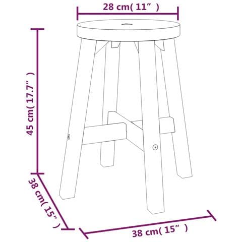 Sgabello Marrone 38x38x45 Cm Rotondo Legno Massello Di Acacia - Foto 10