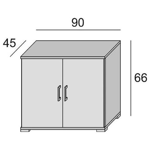 Armadio Multiuso Bucaneve, Mobile Lineare A 2 Ante Battenti Con Ripiano, Mobile Da Ingresso, Scarpiera Moderna, 100% Made In Italy, 90x45h66 Cm, Bianco - Foto 4