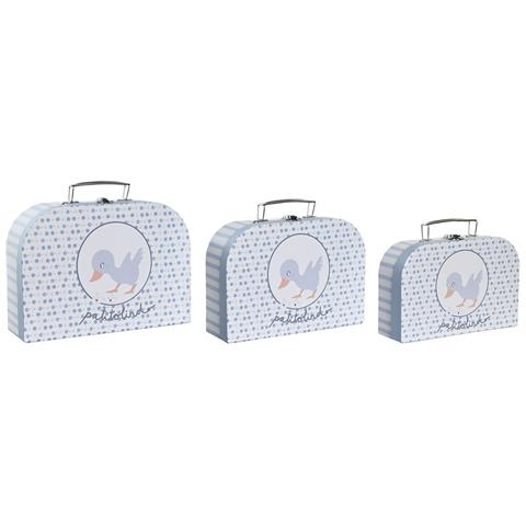 Set Di Scatole Decorative Dkd Home Decor 28 X 9,5 X 20 Cm Azzurro Metallo Multicolore Cartone - Foto 1