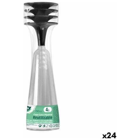 Calici Da Champagne Riutilizzabili Algon Nero 24 Unità 150 Ml (4 Pezzi) - Foto 1