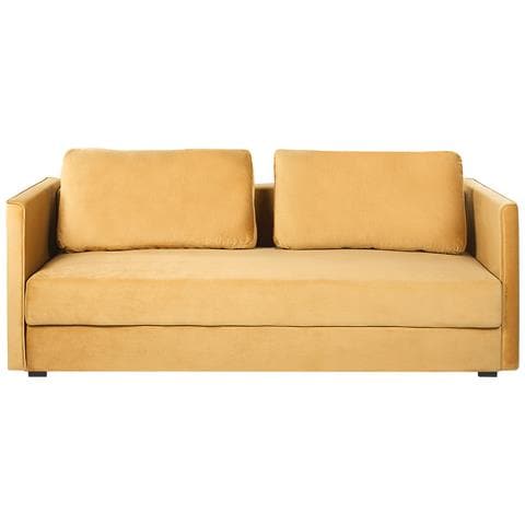 Divano Letto 3 Posti Eksjo Velluto Senape Con Contenitore - Foto 2