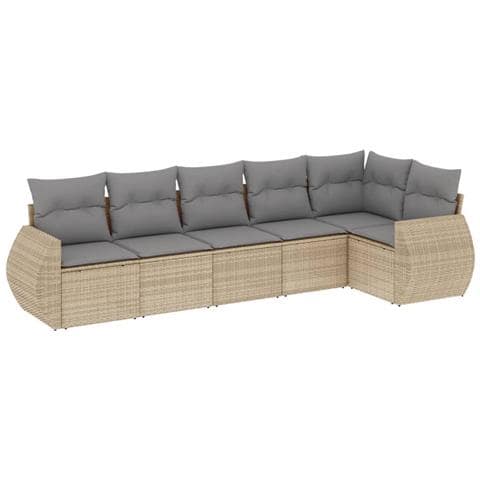 Set Divano Da Giardino 6 Pz Con Cuscini Beige In Polyrattan - Foto 1