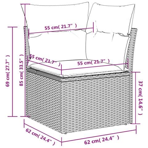 Set Divano Da Giardino 6 Pz Con Cuscini Beige In Polyrattan - Foto 8