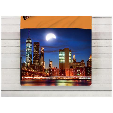 Lenzuola Copriletto Letto Sogni D''oro 100% Cotone Disegno City Moon D69 Singolo City Moon D69 - Foto 2
