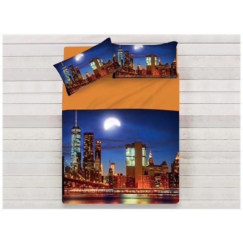 Lenzuola Copriletto Letto Sogni D''oro 100% Cotone Disegno City Moon D69 Singolo City Moon D69 - Foto 1