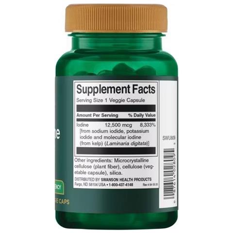 Complesso Triplo Di Iodio Ad Alta Potenza 12,5 Mg 60 Capsule Vegetali Swanson Health Products - Foto 2