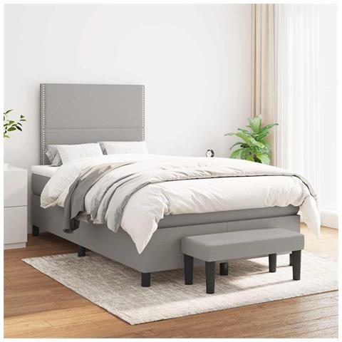 Giroletto A Molle Con Materasso Grigio Chiaro 120x190cm Tessuto - Foto 10