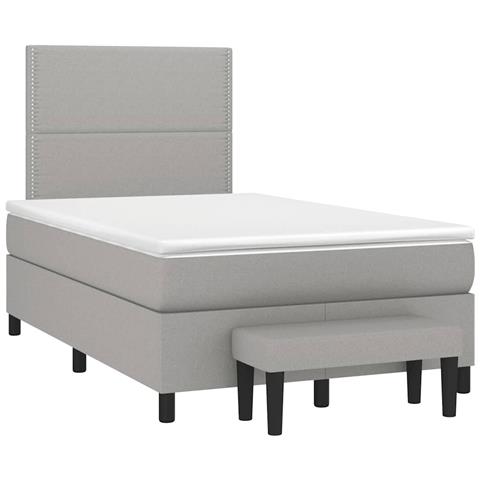 Giroletto A Molle Con Materasso Grigio Chiaro 120x190cm Tessuto - Foto 1