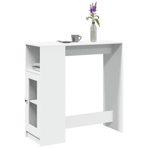 Tavolo Bar Con Rastrelliera Bianco 101x40x103,5 Cm Multistrato - Foto 1