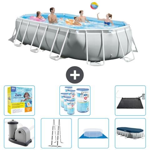 Piscina Fuori Terra - Ovale - 503x274x122 Cm - Grigio - Include Accessori Coordinati Cb50 - Foto 1