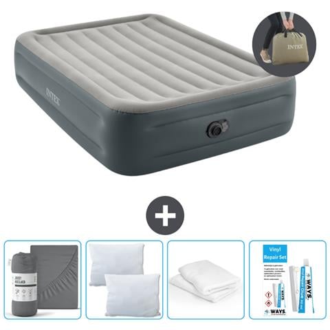 Set Materassino Gonfiabile - 203x152x46 Cm - Lichtgrijs - Include Accessori Coordinati Cb19 - Foto 1