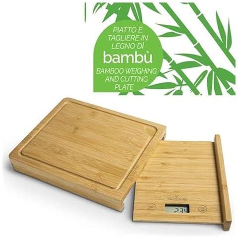 Bilancia Digitale da Cucina in Bambu con Tagliere 2-in-1 e Design Elegante, Alta Precisione, Funzione Tara, Display LCD, Piattaforma Ampia (Rettangolare con Tagliere) - Foto 2
