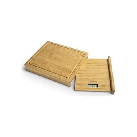 Bilancia Digitale da Cucina in Bambu con Tagliere 2-in-1 e Design Elegante, Alta Precisione, Funzione Tara, Display LCD, Piattaforma Ampia (Rettangolare con Tagliere) - Foto 1