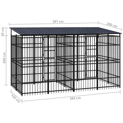 Gabbia per Cani da Esterno con Tetto in Acciaio 7,37 m² - Foto 8