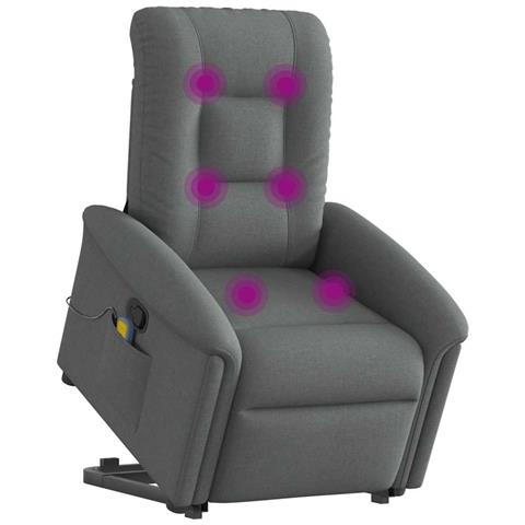 Poltrona Alzapersona Massaggi Reclinabile Grigio Scuro Tessuto - Foto 2